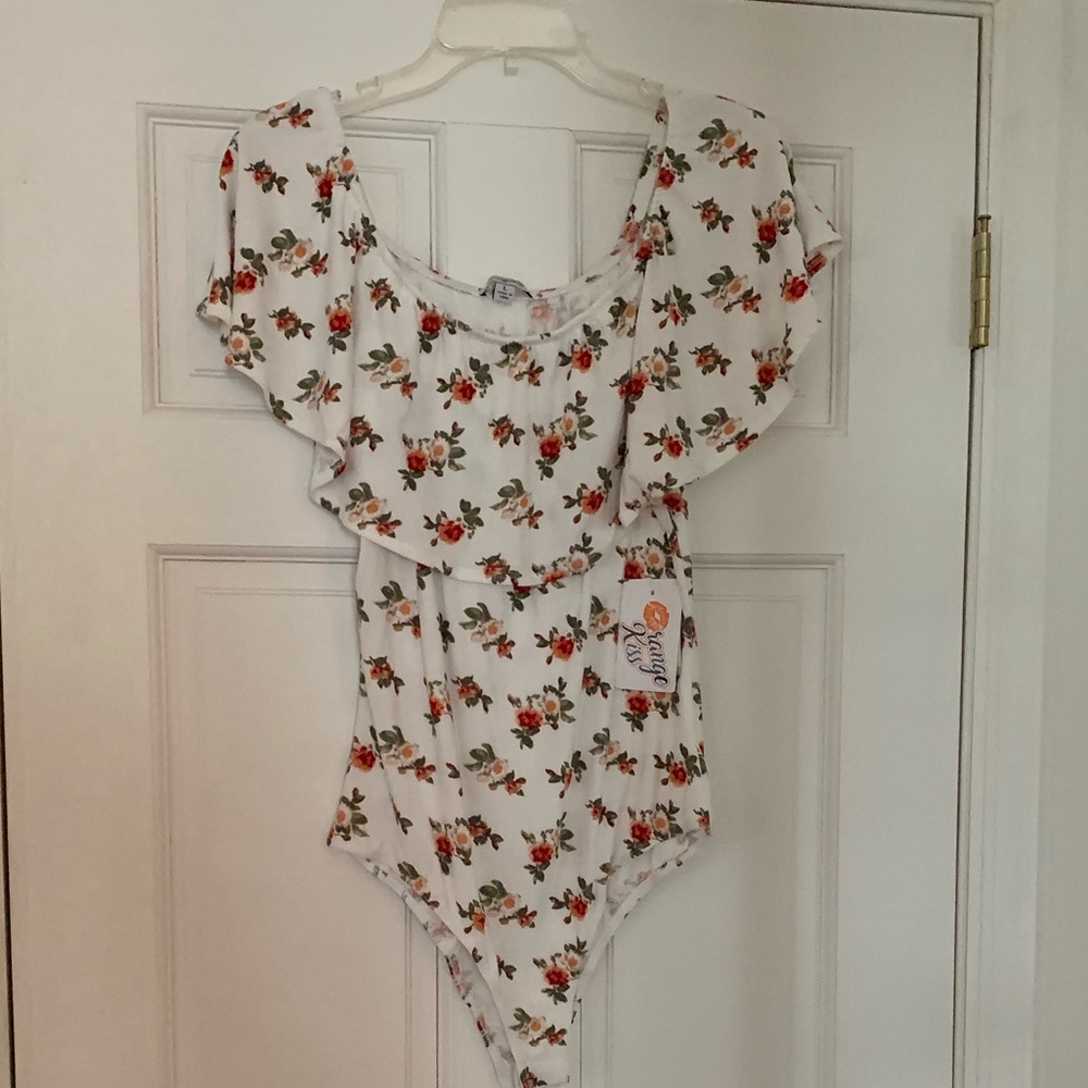Off the shoulder cute floral body suit.  NBW